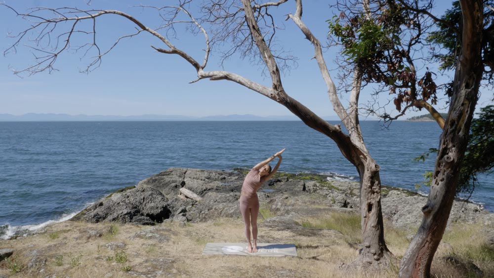 Chantal Russell doing yoga